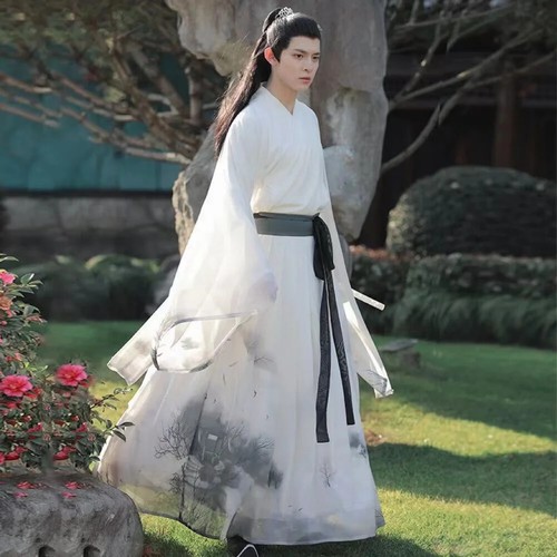 Alter Druck Färben Chinesische Traditionelle Kleidung Männer Cosplay Hanfu Kleid Set