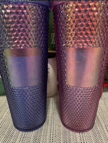 Disney Parks Disneyland Starbucks Geometric Pink & Purple Tumblers with Straw. - Picture 3 of 9