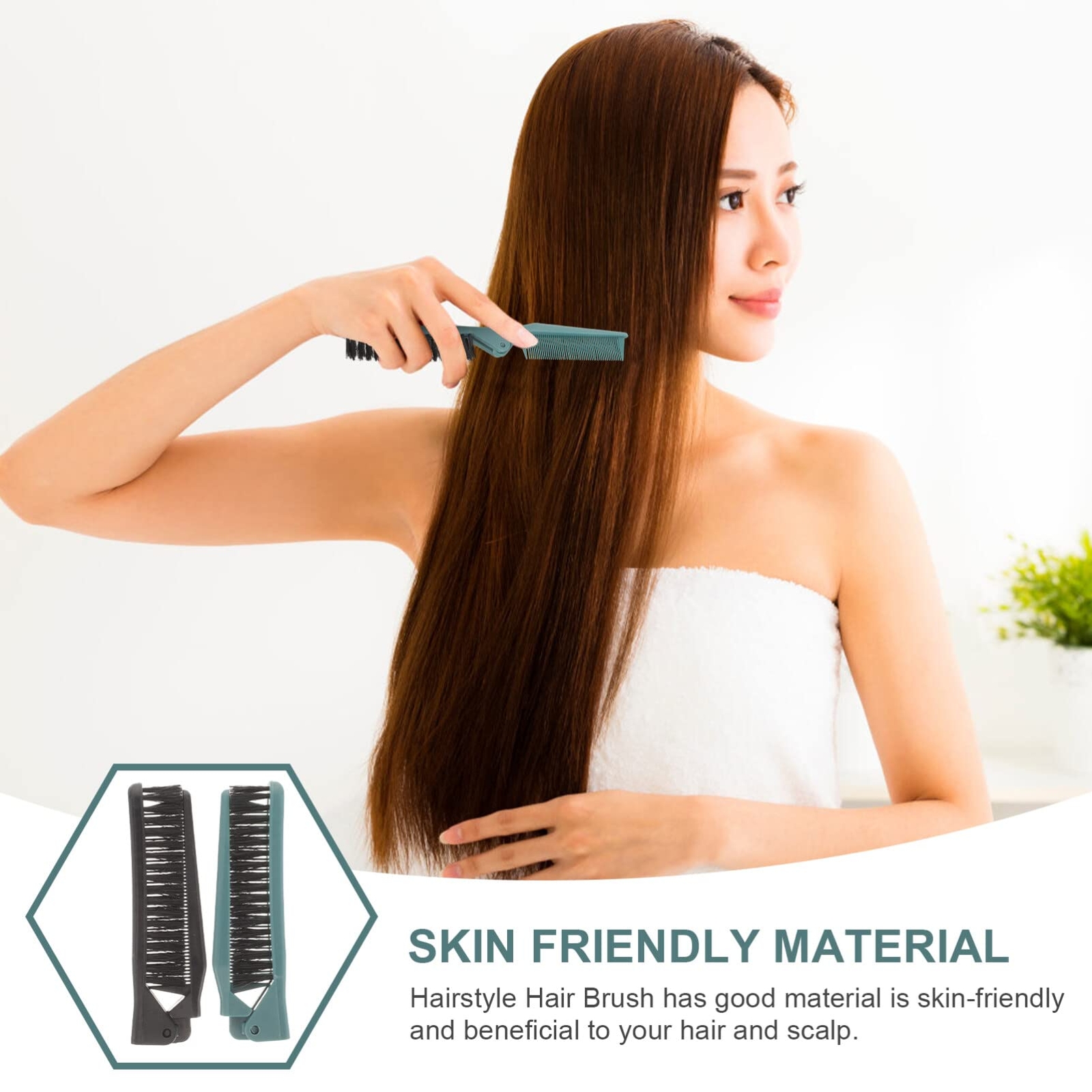 2 Pack Foldable Hair Brush Travel Hair Comb for Purse Compact Pocket Hair Brush