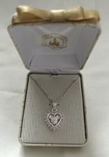 New Disney Necklace - Crystal Heart Mickey Mouse - Silver Pink Cubic Zirconia