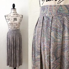 Vintage 1990s Pastel Color Paisley Print Skirt