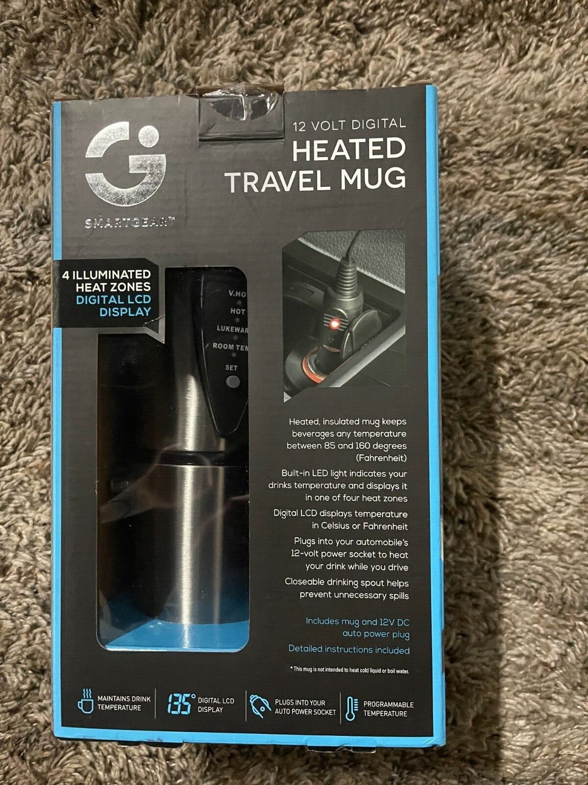 NEW! Smartgear 12 Volt Digital Heated Travel Mug, Factory Sealed Free