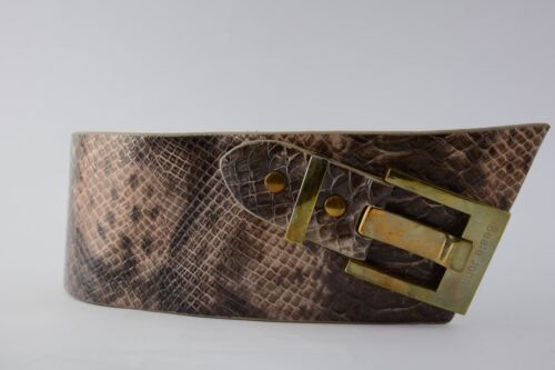 Vintage Beate Johnen Women's Snake Skin Pattern Wide Waist Belt - Picture 1 of 7