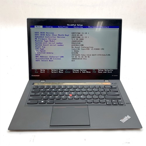 Lenovo Thinkpad X1 Carbon 2nd Gen 14" Touch QHD Intel i5-4300U 1.9GHz 8GB No HDD