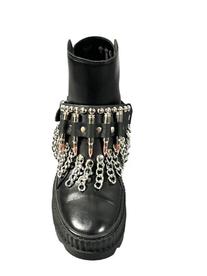 Bullet Leather Boot Strap Harness Biker Western Chains Leather Straps Punk Goth