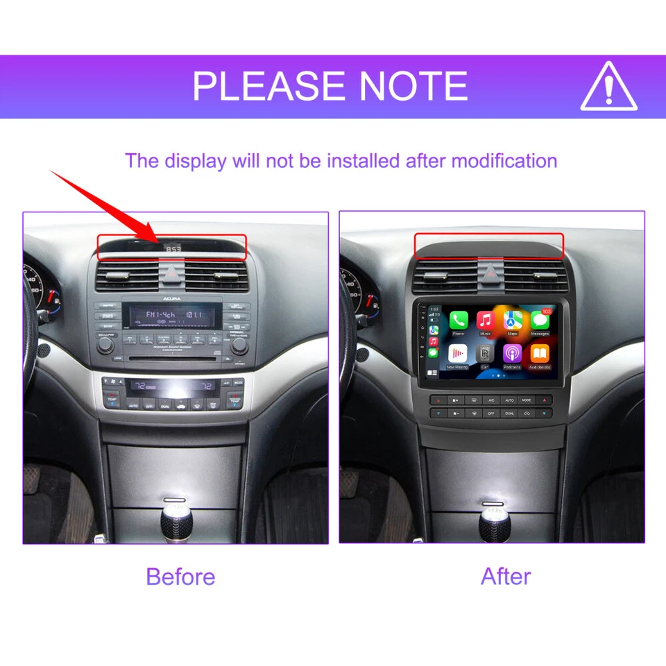 Apple Carplay para Acura TSX 2004-2008 rádio estéreo veicular Android 15 GPS navegação 2+32G - Imagem 4 de 4