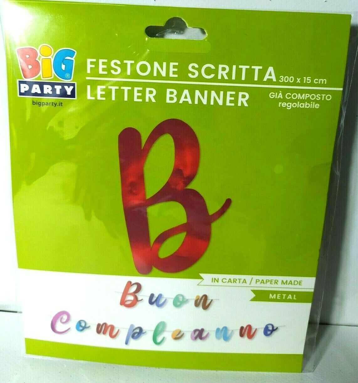 FESTONE BANNER SAGOMATO BUON COMPLEANNO MULTICOLOR CARTA 300 X 15   PARTY