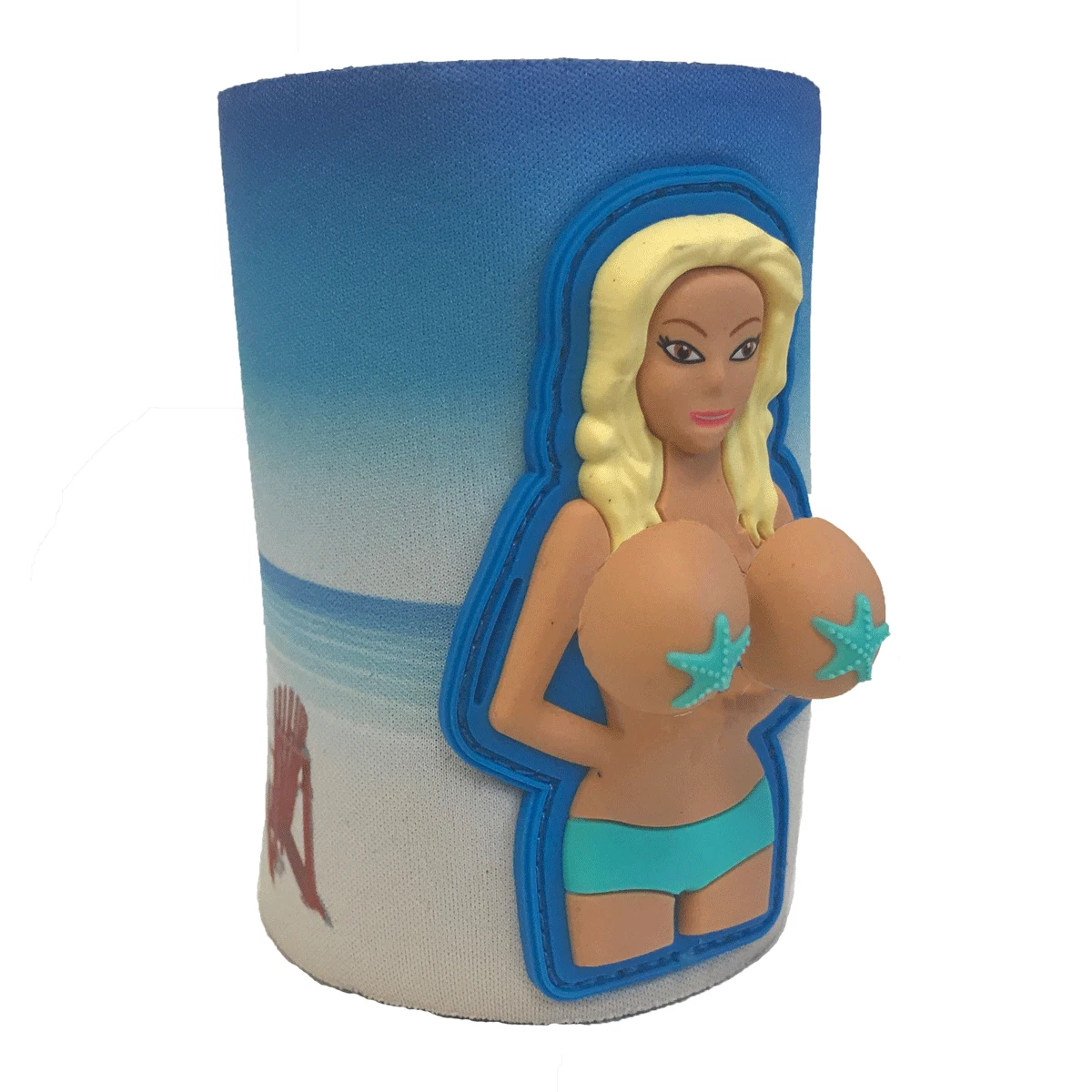 Bobblehead Style Bouncing Boobs Can Koozie Huggie Cooler Brown