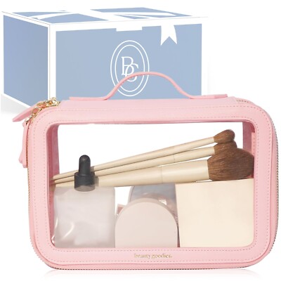 clear plastic travel makeup bag 3Pcs Crystal PVC Toiletry Kit for Women Men, Cosmetic Bags Monogramming is foil debossed Travel Smart Transparent Sundry Pouch/Cosmetic