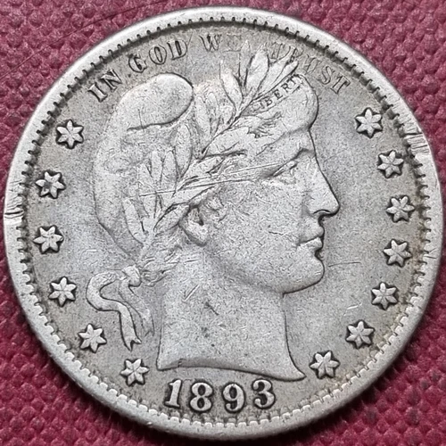1893 S Barber Quarter 25c Better Grade VF Details #79030