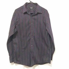 Men's Cotton Striped Casual Long Sleeve Dress Shirt Dark Gray Medium