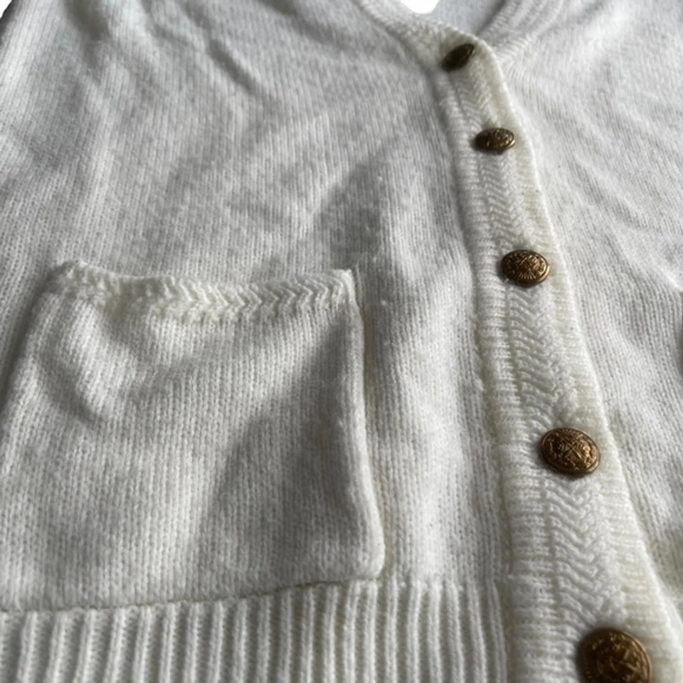 Vintage Basic Editions Cream Grandpa V-neck Cardigan Sz M Unisex Grandpacore 90s - Image 2 of 4