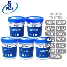 NEW Mintegrity Drug Test 13-Panel T-Cup Urine Home Kit 5-Pack #MI-TDOA-6135F