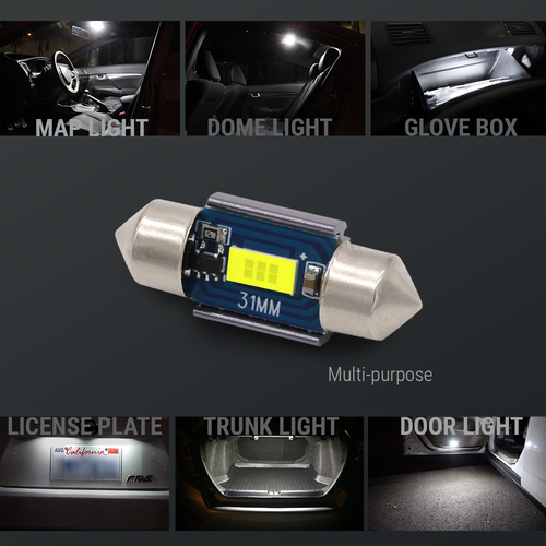 10X 6000K White High Power LED Map/Dome Interior Lights Bulbs 31mm Festoon - Foto 6 di 7