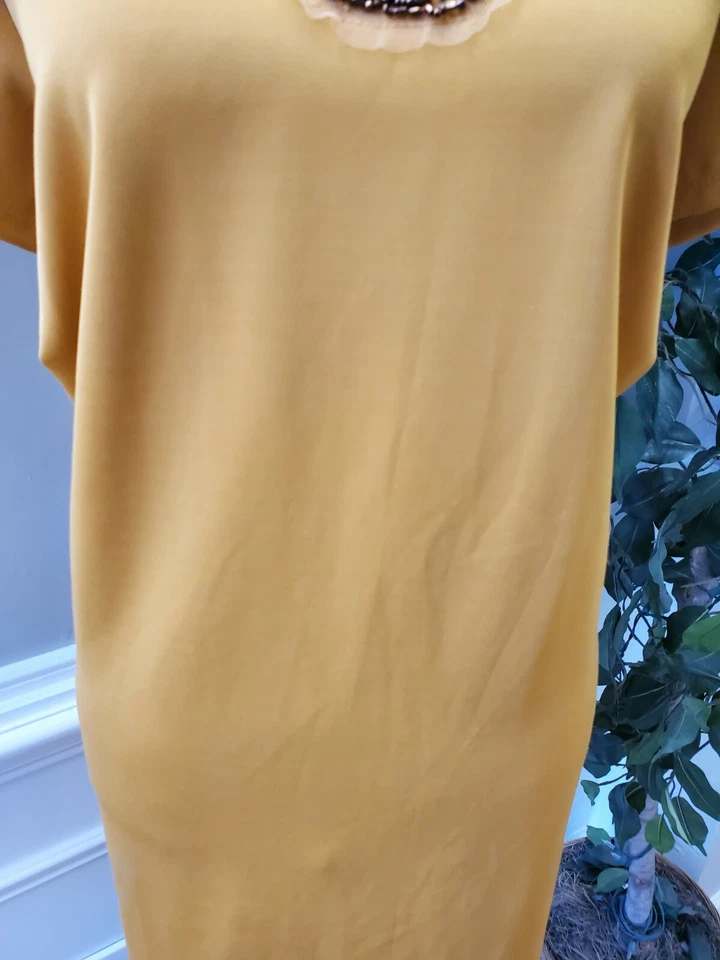 Vestido informal hasta la rodilla de poliéster amarillo manga larga Spenser Jeremy para mujer 1X Foto 3 de 4