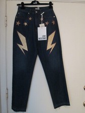 Moschino LOVE MOSCHINO NWT Metallic ZIG ZAG Stars LOVE Denim Jeans