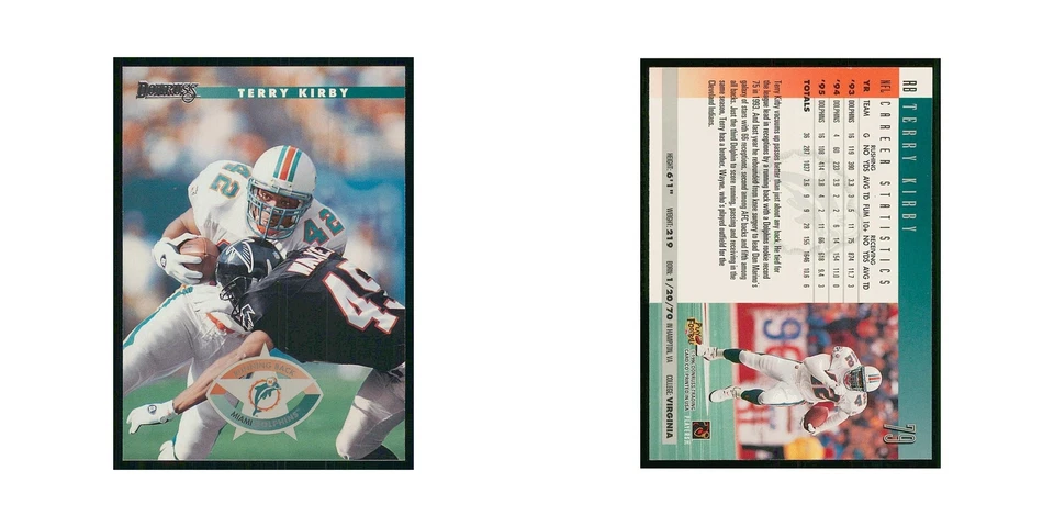 1996 Donruss Terry Kirby Dolphins #79 - Image 3 of 3