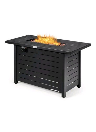 Gymax 42'' Rectangular Propane Gas Fire Pit Table, 60,000 BTU Outdoor Heater
