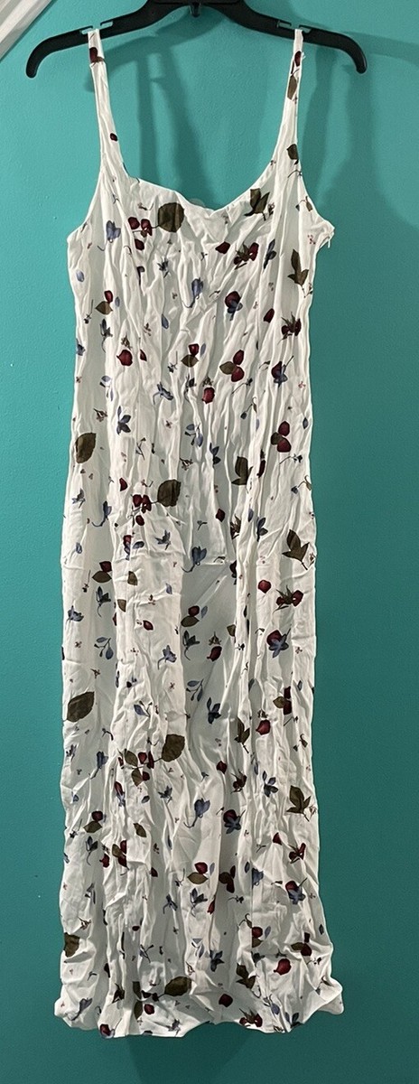 Jigsaw White Maxi Dress Floral Print Square Neck Size 12 PLS READ