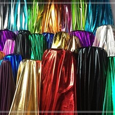 Metallic Shiny All Over Foil Stretchy Spandex Fabric 150cm Wide Sold By Metre