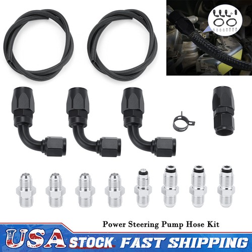 Universal Power Steering Pump Hose Kit 3/8 Fits For GM LS Swap Ls1 Ls3