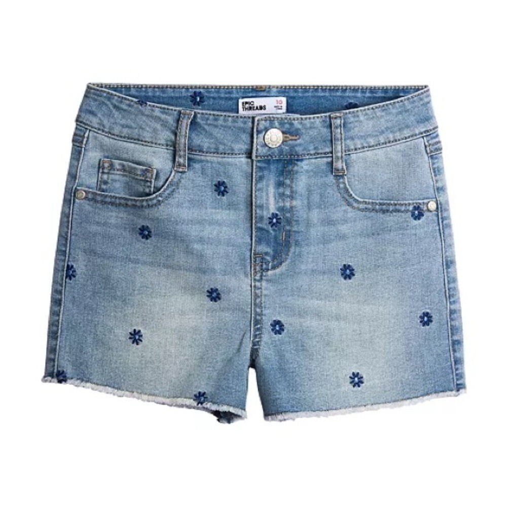 NWT Epic Threads Big Girls Daisy High Rise Denim Cutoff Jean Shorts sz:12  $36