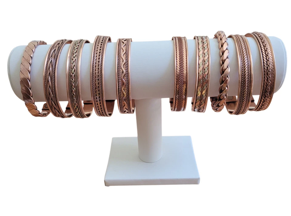 Paquete de 2 brazaletes magnéticos de cobre puro para terapia del dolor de artritis brazalete energético Foto 2 de 2