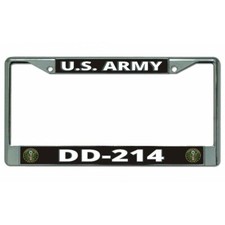 dd-214 army military emblem seal logo chrome license plate frame made in usa