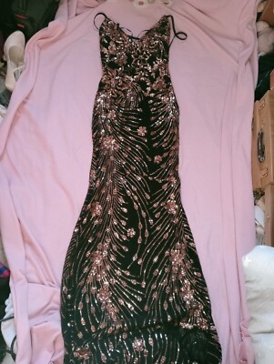 Sequin Fishtail Maxi Quiz Black Sequin Maxi Dress Black And Gold