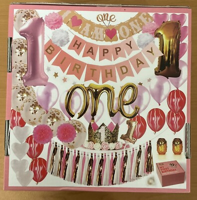 LECIP 1st Birthday Girl Decorations White, Pink and Gold Party Supplies ...