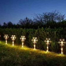 Christmas Outdoor Lights Battery x8 Snowflake Stake String LED Path  Decorations