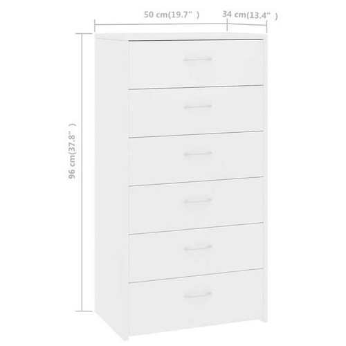 Sideboard with 6 Drawers White - Chipboard - Picture 6 of 6