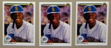 1990 Upper Deck #156 Ken Griffey Jr Mariners 3ct Baseball Card Lot 1302V