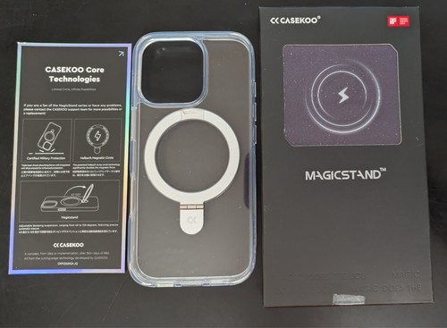 Custodia iPhone 16 Pro CASEKOO 6,3" trasparente con supporto anello magnetico antiurto sottile - Foto 2 di 3