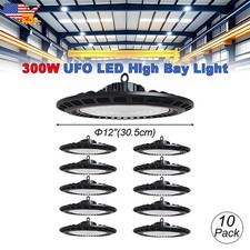300W UFO LED High Bay Shop Light 10 Pack Factory Warehouse Lighting 30000 Lms