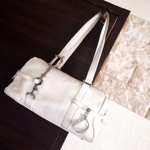 Christian Dior D-Trick Handbag Shoulder Bag Galliano Leather White Women USED