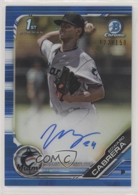 2019 Bowman Chrome Prospect Blue Refractor /150 Edward Cabrera #CPA-EC Auto