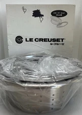 LE CREUSET Stainless Steel Steamer Insert 22CM With Lid Japan Import NEW IN BOX