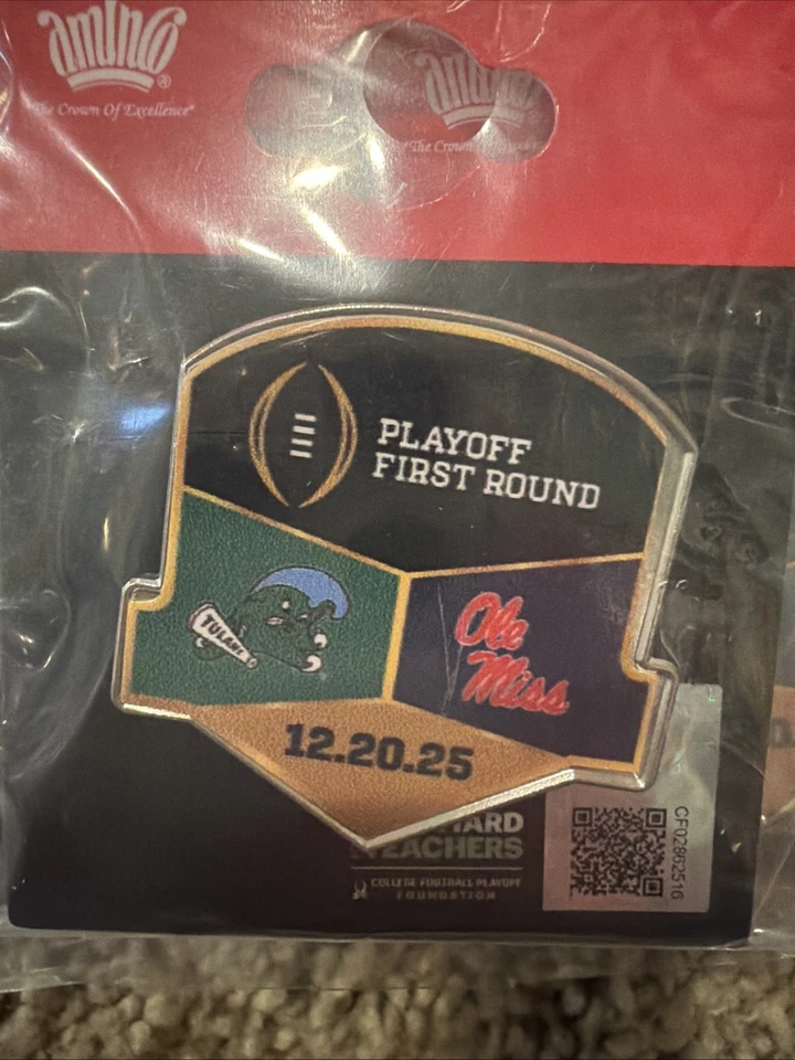 AMINCO 2025 2026 CFP Playoff First Round Pin Tulane vs Ole Miss Rebels 12/20/25