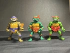 Vintage 1990 TMNT Raphael Donatello Michelangelo Storage Shell Action Figure Lot