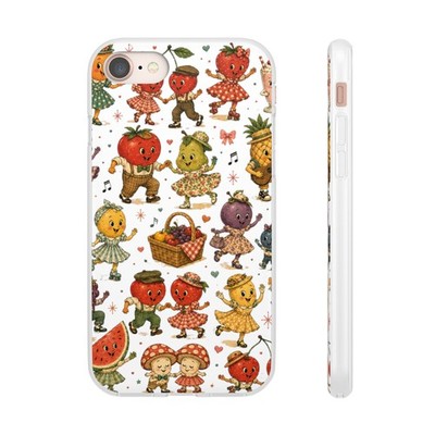 Vintage Dancing Fruit pattern Flexi Case | Strawberry, Pineapple, Pear
