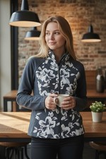 Lauren Ralph Lauren Active Track Jacket Womens Medium Black Floral Full Zip