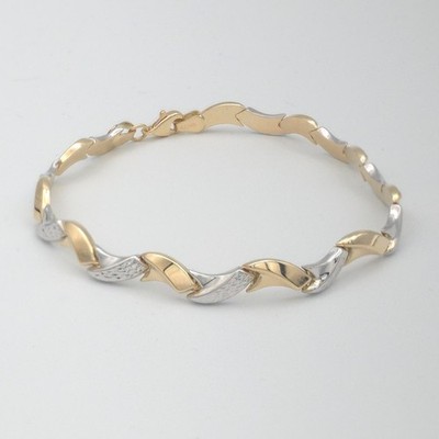 585 Gold Damen Armband 19cm Fantasie NEU 14 Karat Gelbgold rhodiniert 4,92g