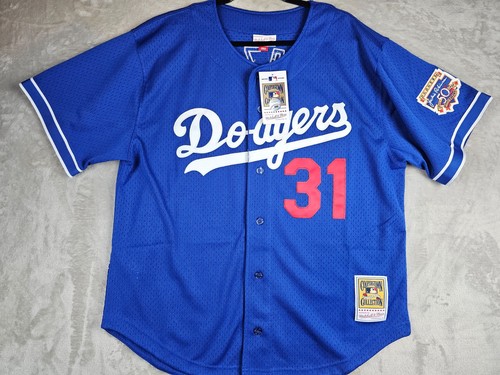 Mike Piazza 1997 Los Angeles Dodgers Home Jersey – Majestic, Jackie Robinson 50th Patch, Sizes S-3XL