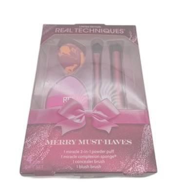 Real Techniques Make up Pinsel Set Merry Must Haves 4 teilig Schwamm Anwendung