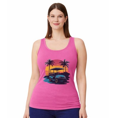 Golf Cart Sunset Damen Trägershirt Tank Top Golf Sommer Geschenk für Sie