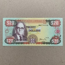 Jamaica $20 Banknote 1999 UNC Jamaican Colorful 20 Dollars Bill Currency