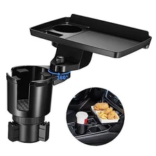  Cup Holder Tray for Car, 2 in Detachable Car Food Table Tray with Solid Base 1
