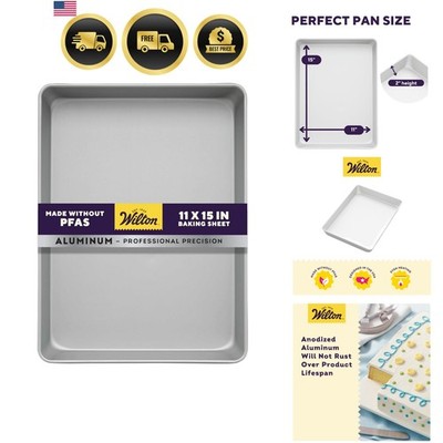 Wilton 11 x 15 Inch Aluminum Baking Sheet Pan, 2-Inch Deep Cake Pan, Even Hea...
