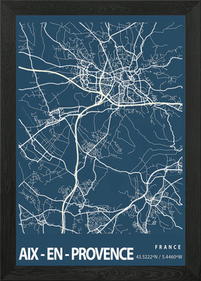 Aix En Provence Blueprint Framed Wall Art Poster Canvas Print Picture